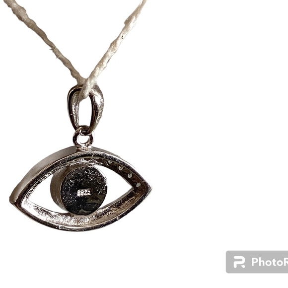 Sterling Silver Evil Eye Cubic Zirconia Pendant. Stamped 925 , Aprox 1 i… - Picture 3 of 5
